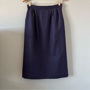 Corbin Women's Straight Pencil Skirt Size M 10 Midi Length Navy Blue Wool Lined